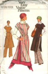 9638 VOGUE 70S LONG  SHORT SLEEVE TUNIC, BELT,  PLEAT A-SKIRT, PANTS PATTERN 12 uncut